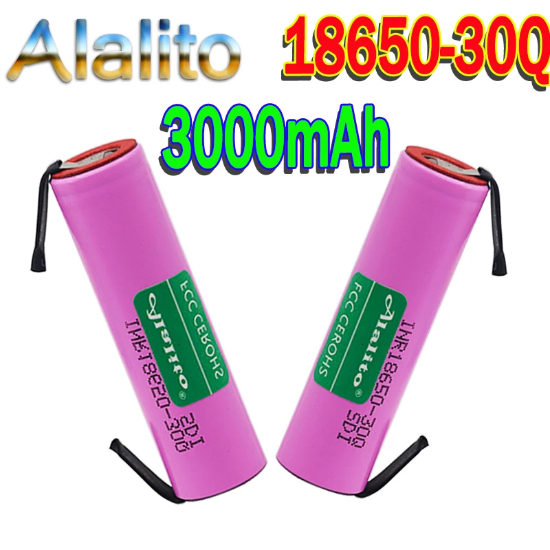 Аккумулятор 3000 мАч 100% емкость 3 7 В 18650 для Samsung 30Q INR 20A литий-ионный аккумулятор + nicke