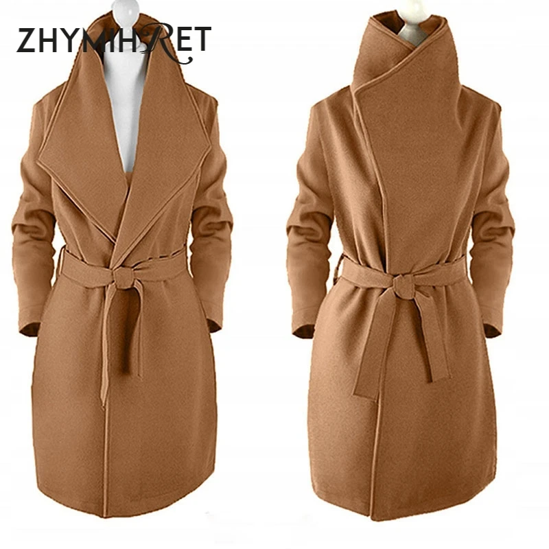 ZHYMIHRET, элегантные, большие с воротником-стойкой, шерсть, смесь, женское теплое пальто с поясом, Осень-зима, Desigual, длинный рукав, толстая верхняя одежда