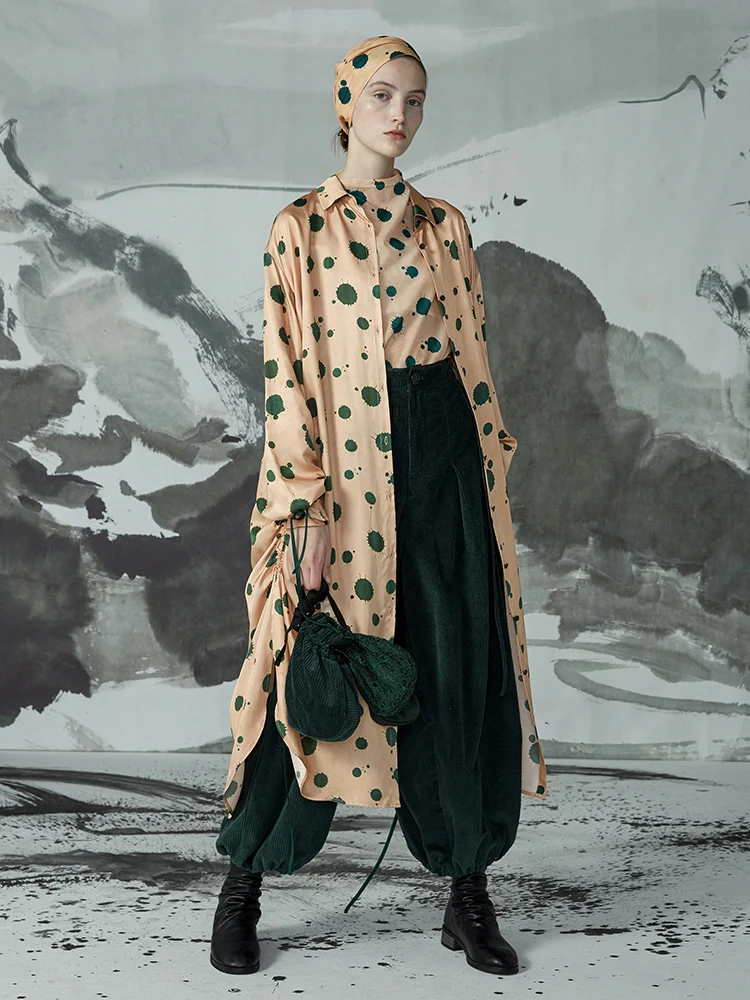 

IRINACH26 Fall Winter 2019 New Collection long sleeve oversize polka dot women shirt long