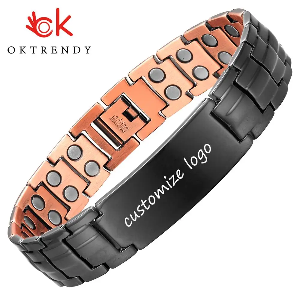 Copper Magnetic Bracelet Personalize ID Name Adjustable Wristband Bangle Metal Jewelry Gift fashion bracelet fashion jewelry For Men Women