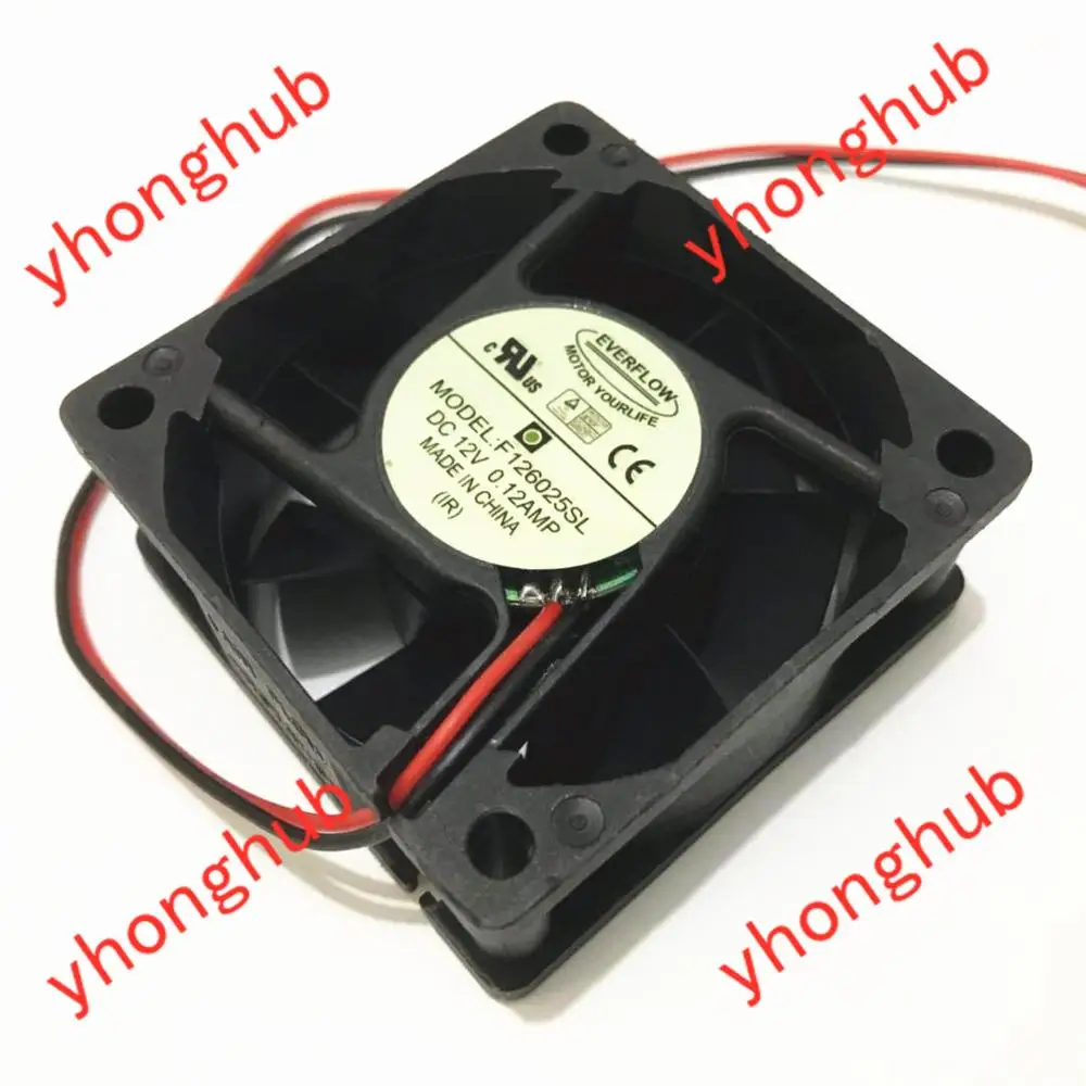 Everflow F126025SL DC 12V 0.12A 60x60x25 мм 2-провод Сервер вентилятор охлаждения | Компьютеры и