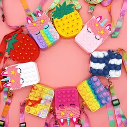 Porte monnaie en forme de licorne et d'arc en ciel pour femmes, sac à bandoulière en silice à fossettes, à la mode 