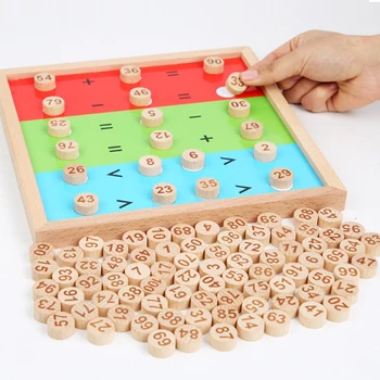 

Wooden Stickers Early Learning Toy Wooden Montessori Educational Toys 1-100 Number Counting Preschool Math Table