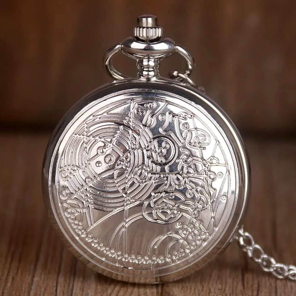 Retro-Vintage-Silver-Who-Doctor-Design-Quartz-Pocket-Watch-Men-Necklace-Pendant-Clock-Chain-Fob-Watch