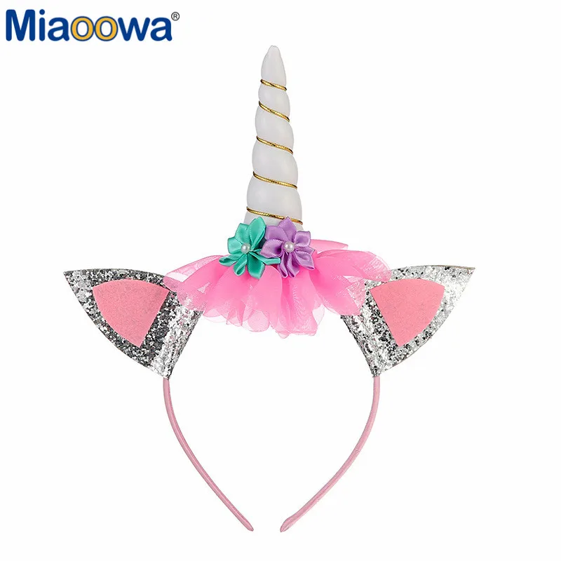 Girls Flowers Cute Unicorn Headbands Children Headwear Plush Toys Photo Props Party Hair Hoop Hairbands Kids Hair Accessories