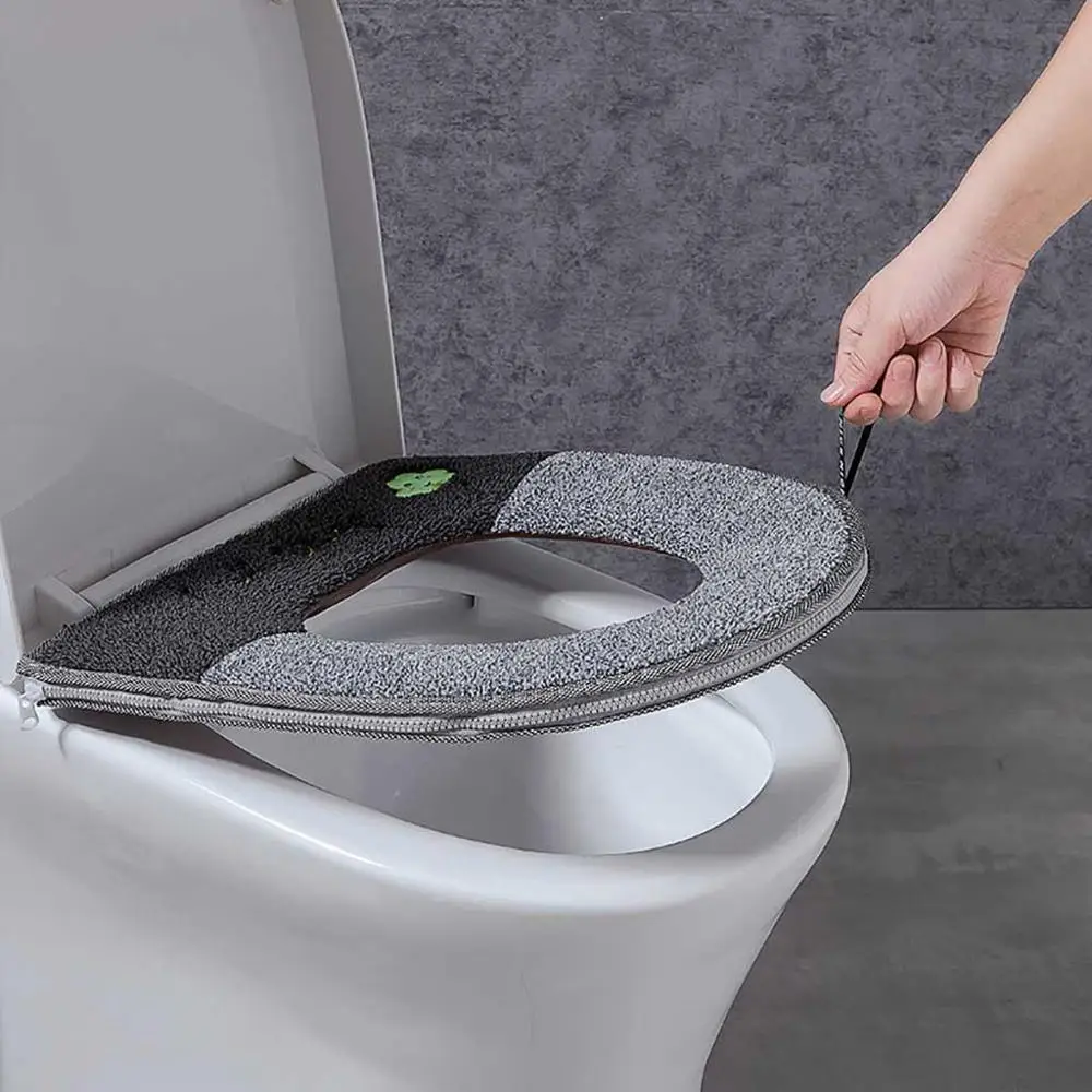 

вытягивающая подушка Toilet Seat Cover Winter Plush Soft Toilet Seat Pad Household Toilet Seat Zipper With Handle 3FM
