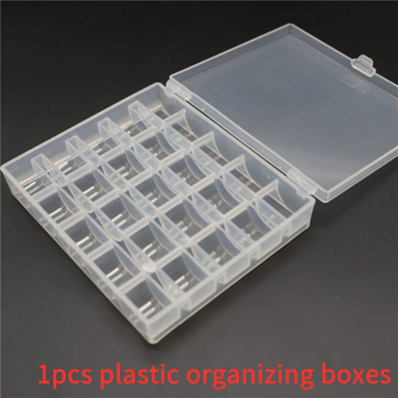 Universal Fit 25pcs Spool Box Plastic Machine Case Clear Storage Sewing Tidy Kit 