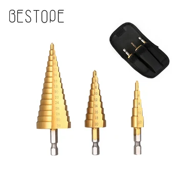 

Step Drill Bit HSS Titanium Coated Step Cone Metal Hole Cutter 3-12/4-12/20/32 mm Metal Hex Tapered Drill Power Tools