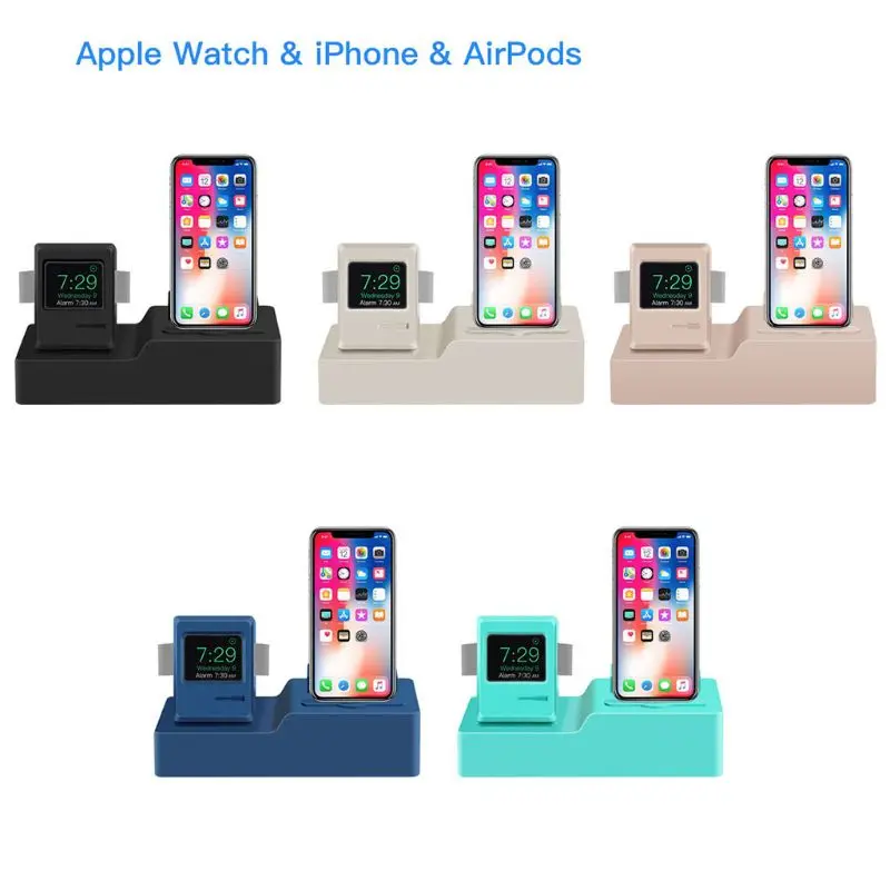 3 в 1 зарядная док-станция Держатель станция для AirPods Apple Watch Series 3/2/1/iPhone X/8/Plus/7/7/6/Plus