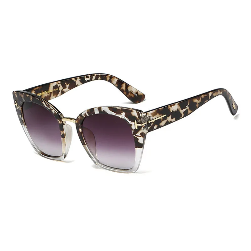 SIMPRECT, кошачий глаз, солнцезащитные очки для женщин,, роскошные негабаритные солнцезащитные очки, Ретро стиль, Ретро стиль, солнцезащитные очки, зеркальные оттенки для женщин, UV400 - Цвет линз: leopard white-black