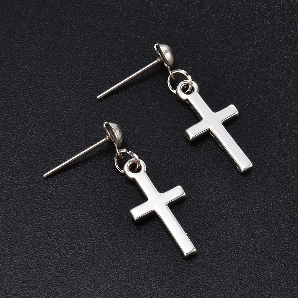Fashion Men's Stainless Steel Cross Pendant Cartilage Drop Dangle Earrings Punk Jewelry for Cool Women Girl Friendship Gifts Fashion Men's Stainless Steel Cross Pendant Cartilage Drop Dangle Earrings Punk Jewelry for Cool Women Girl Friendship Gifts