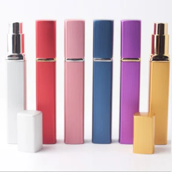 

Mini Portable 12ml Square Perfume Bottle Electrochemical Aluminum Bottled Spray Refillable Empty Bottle Cosmetic Container