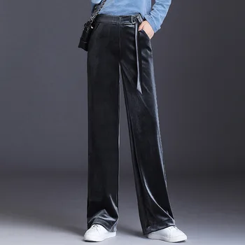 

pleuche Wide-leg pants woman loose High waist pants Autumn and winter New style Fashionable casual pants A woman