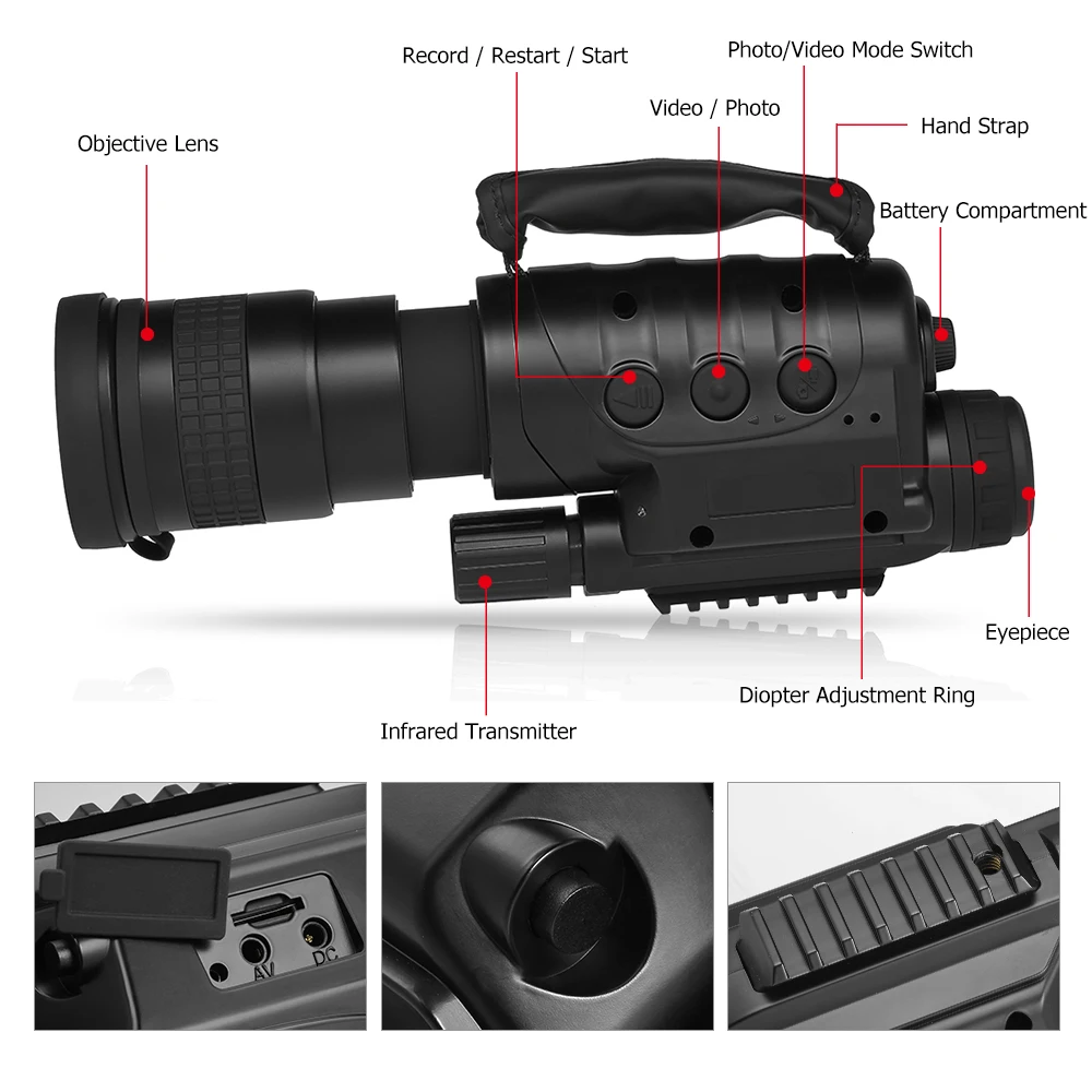 

8x60 Digital Night Vision Monocular Telescope Infrared Device Photo Video Recorder for Camping Hiking Travel Hunting