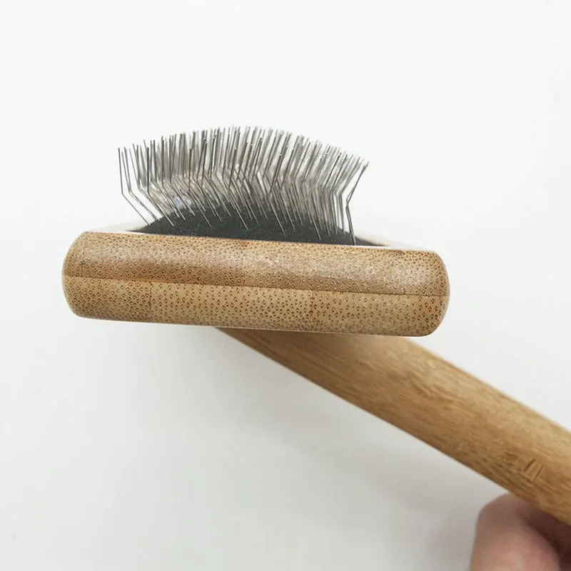 1Pcs 15cm Wood Slicker Brush with Stainless Steel Pins for Macrame
