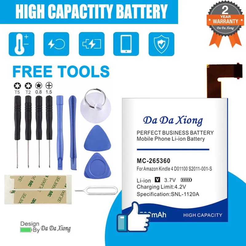 MC 265360 2500mAh Pil Amazon Kindle 4 I in D01100 DR A015 Dahili S2011 001 S Mobile Phone 