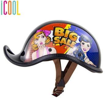 

Vintage Style Motorcycle Helmet Women Men ABS Open Face Warped Edge Retro Half Helmet for Motorcycle Bicycle