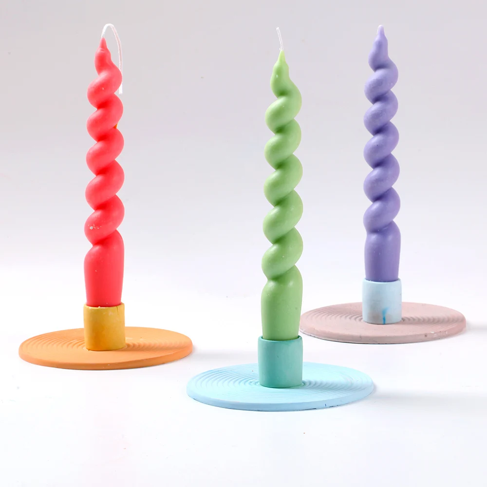 Nicole Concrete Candle Holder Mold Round Cement Candlestick Mould Home furnishing Handmade Making Tool