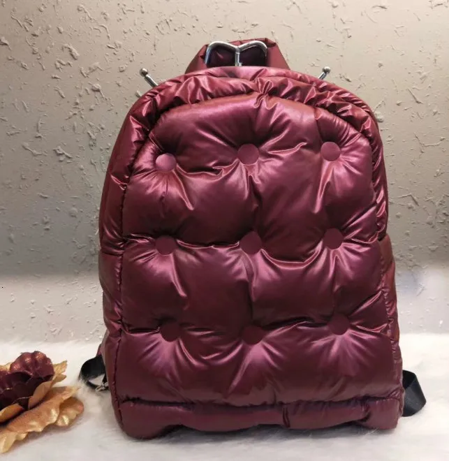 Winter Women jacket Space Pad Cotton Feather Down Bag Fashion space cotton air Backpack ladies Casual Large Capacity Sac - Цвет: Red wine