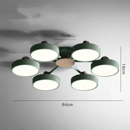 Green Six head Lustra lampa современный блеск железные потолочные светильники простая гостиная спальня потолочные светильники деревянный кронштейн Декор светодиодный - Цвет корпуса: Green Six head