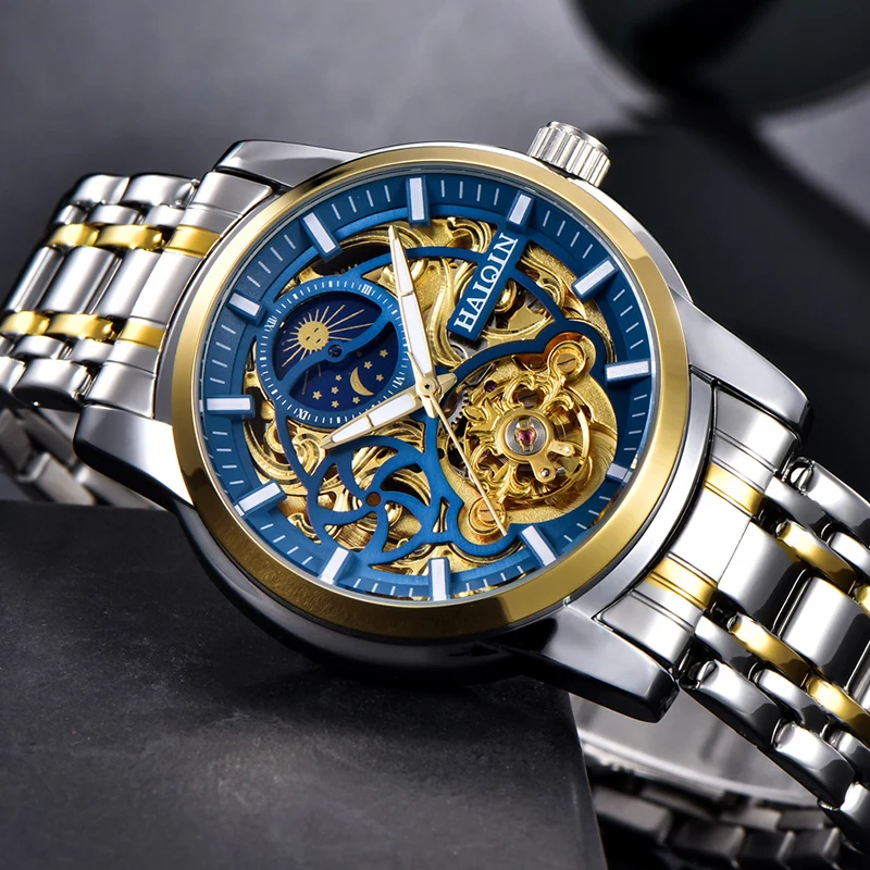 Haiqin Steel Mechanical Watch Men Watches Luxury Brand Watch Men Automatic Wristwatch Mens Mil-5