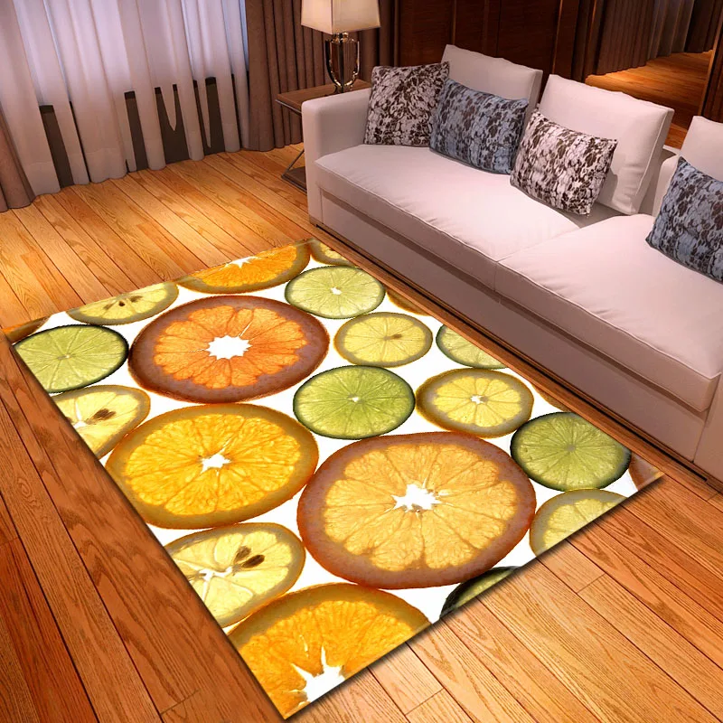Nordic Fruit Lemons 3D Carpet Soft Flannel Sofa Kids Bedroom Rugs Modern Home Decor Rugs and Carpets for Home Living Room