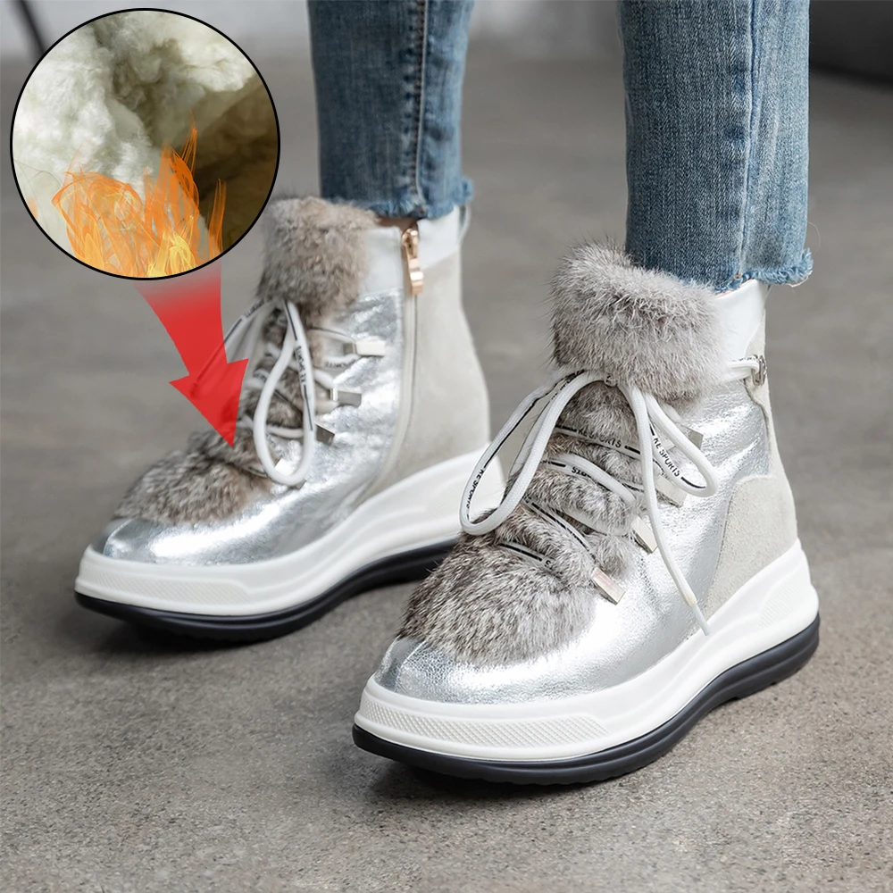 rabbit fur boots