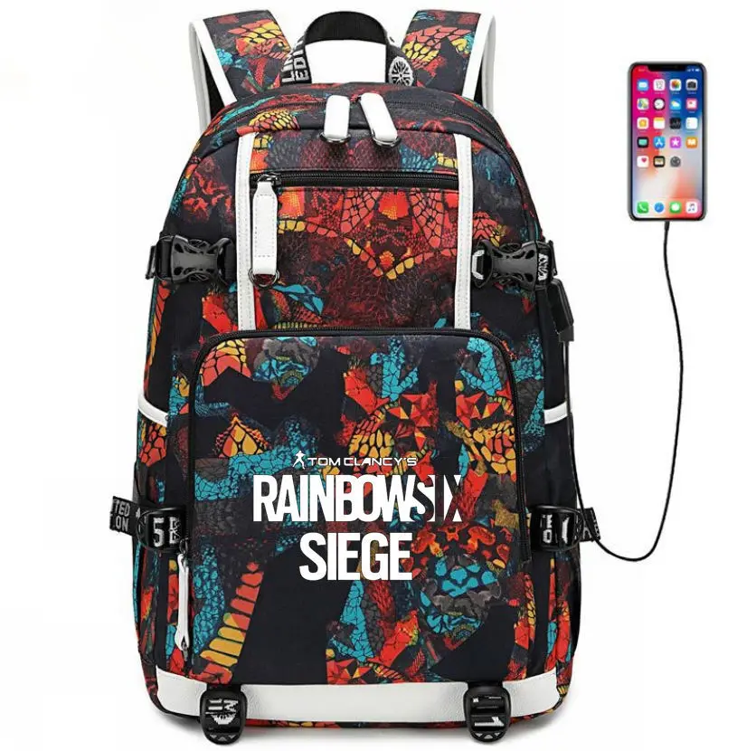 Rainbow Six Siege школьная сумка с usb-зарядкой, Подростковая сумка через плечо для мальчиков и девочек, рюкзак для ноутбука, дорожная сумка рюкзак