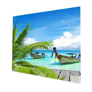 

Fishing boat Sea view Square 1.5*1.5m Wall Hanging Carpet Bedroom Decoration Beautiful Scenery Painting