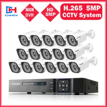 

AI Home Security System 16CH HD-TVI AHD DVR NVR 8PCS 16PCS 5.0MP Night Vision Outdoor Surveillance Waterproof Camera Face Kits