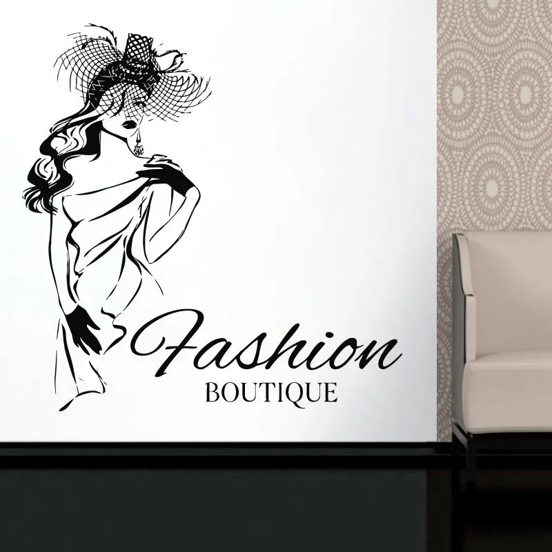 

Fashion Boutique Clothing Wall Sticker Vinyl Home Decor Interior Window Decal Model Dress Hat Style Murals Removable Poster A548