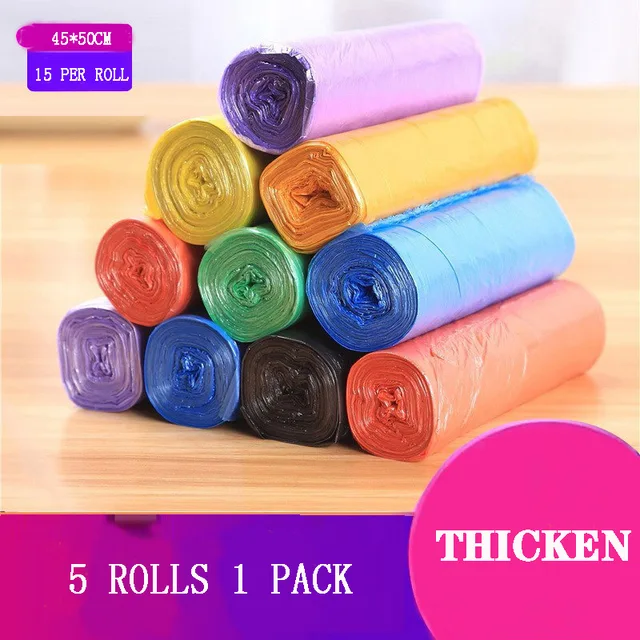 5 Rolls 1 pack 100Pcs Household Disposable Trash Pouch Kitchen Storage Garbage Bags Cleaning Waste Bag Plastic Bag 2