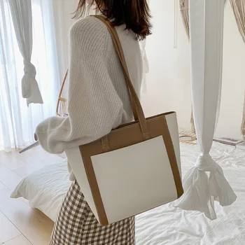 

New Pu Leather laptop Bag Fashion Panelled Handbags Popular Women Shoulder Bag Casual Large Tote Ladies Crossbody Bags