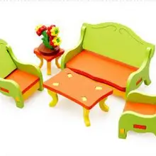 Деревянные игрушки набор игрушек Гостиная Туалетный столик 3D сборка мебели, игрушки для детей масштабные модели игрушки из дерева