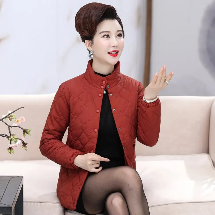 

Mom Cotton-padded Jacket Women's Winter 2019 New Style Short Large Size Thin Cotton Coat Middle-aged WOMEN'S Apparels Winter Sma