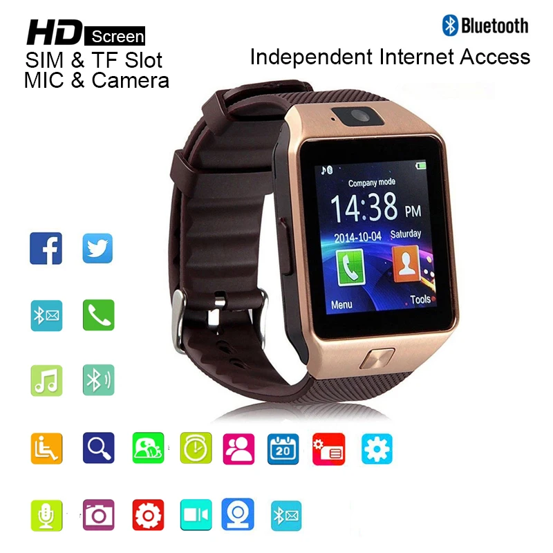 Умные часы DZ09, умные часы с Bluetooth, цифровые спортивные часы, часы с подключением на Android, с функцией телефонного звонка, SIM, tf-картой, для iPhone, samsung