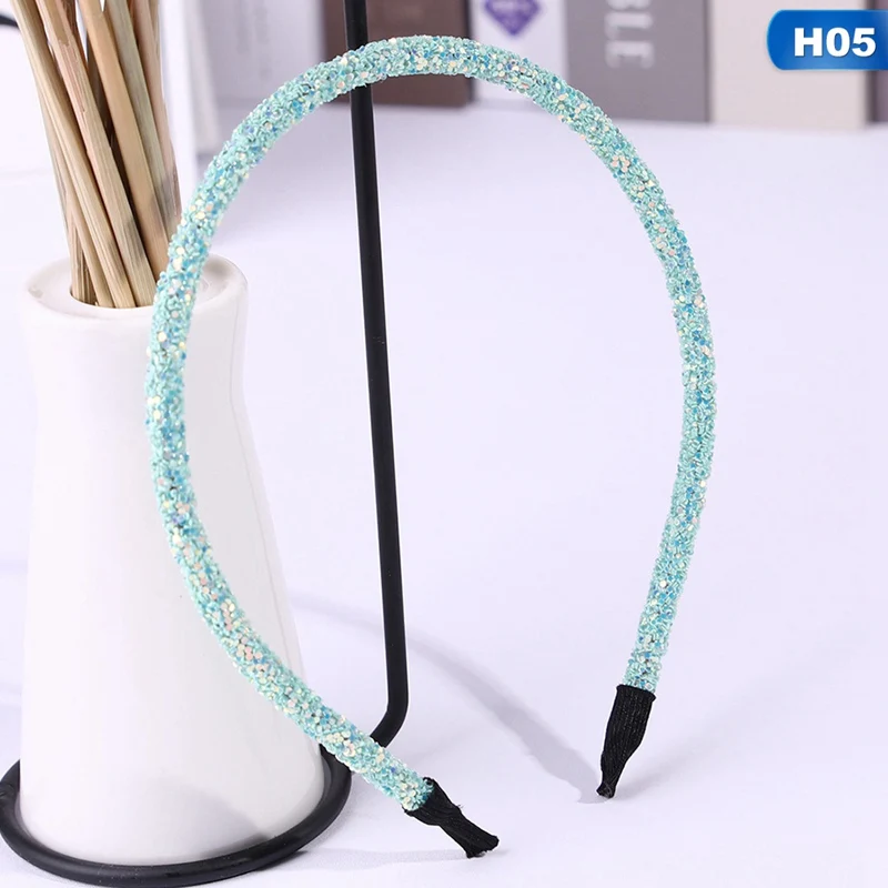 1Pc Bling Glitter Hairband For Girls Korean Version Solid Candy Color Women Hair Hoop Headbands Hair Accessories - Цвет: H05