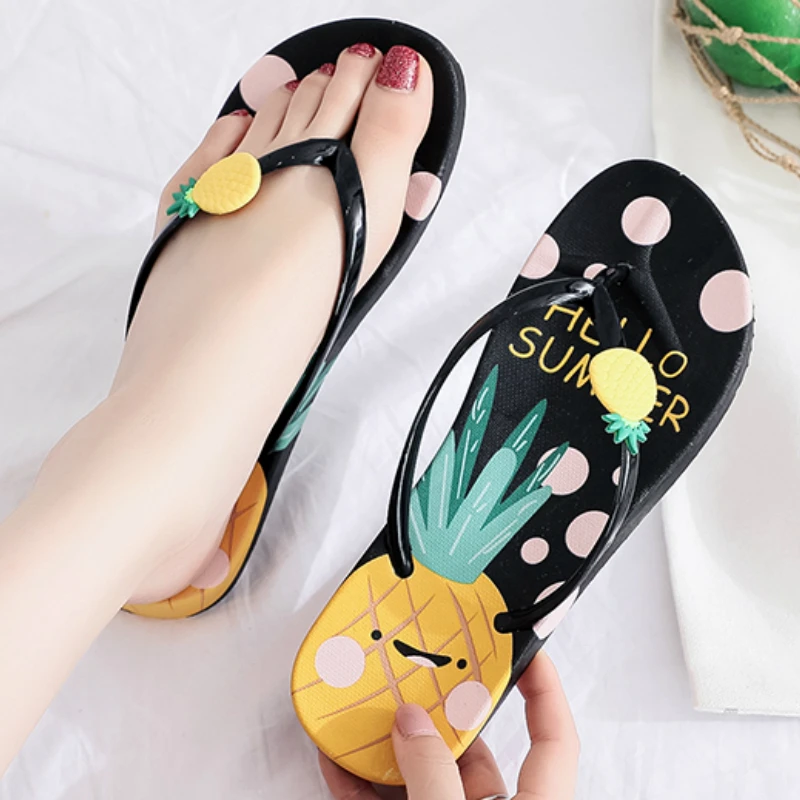 Zomer Vrouwen Strand Vakantie Slippers Leuke Ananas Print Platte Hakken Mode Toevallige Slippers 2020 Dames Schoenen Vrouwelijke Outdoor