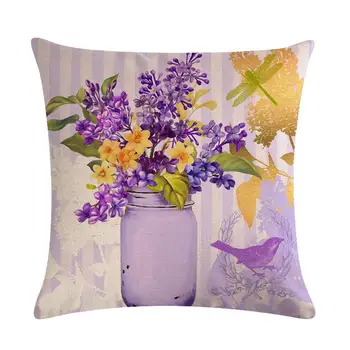 

Creative Flower Arrangement Cushion Cover Pillow Cover Linen Sofa Car Decorative Throw Pillow Case 45*45 Home Decor
