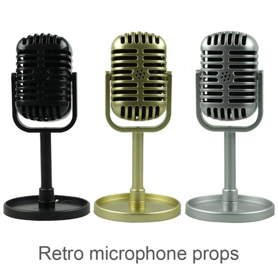 Simulation Classic Retro Dynamic Vocal Microphone Model Mic Universal Stand Prop for Live Performance Studio Record