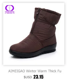 AIMEIGAO/зимние ботинки с флисовой подкладкой; женские водонепроницаемые ботильоны на плоской резиновой подошве; женские кожаные ботинки на молнии в западном стиле;