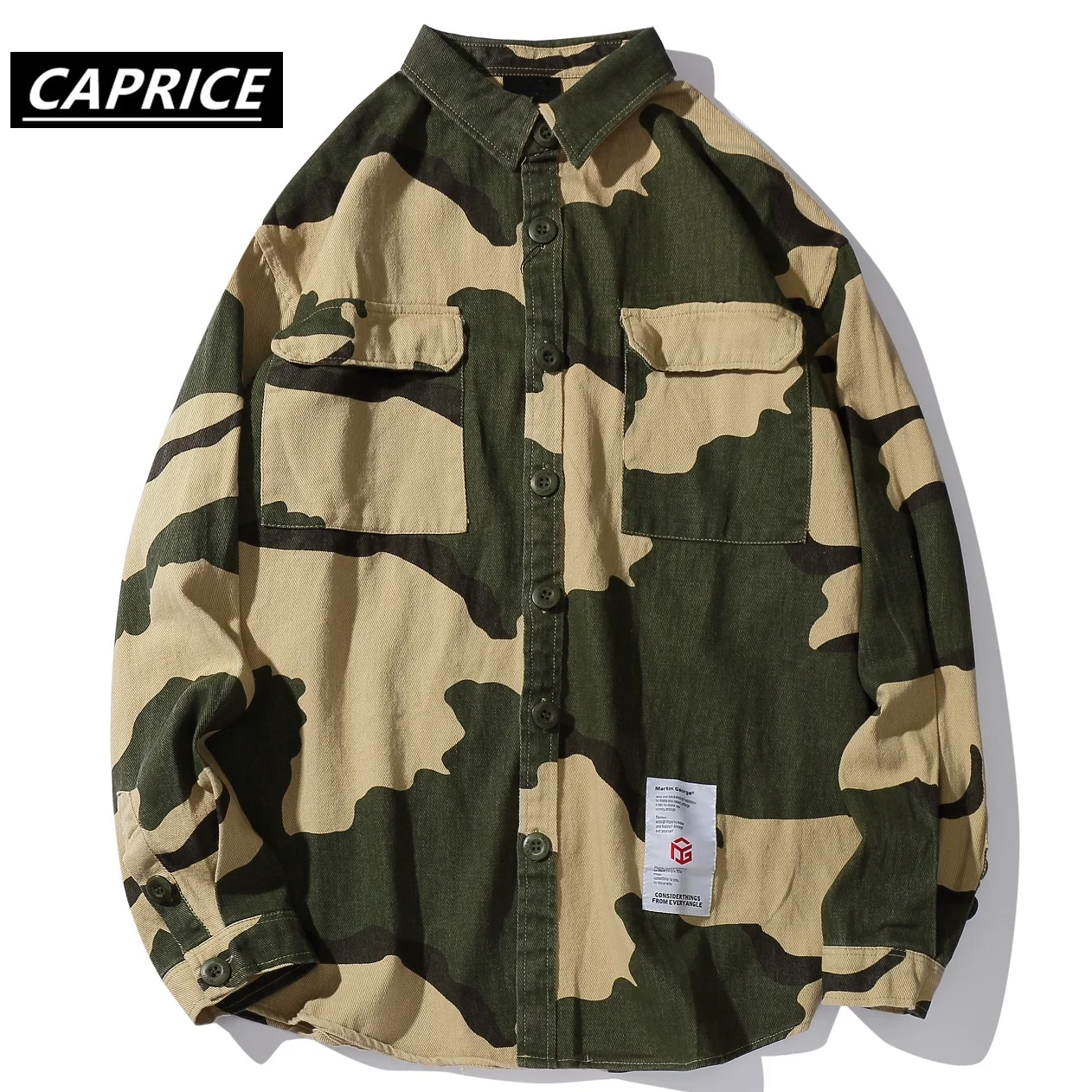 

Men 's Loose Camo Camouflage Long Sleeve Shirts Fashion Casual Button Down Dress Shirt Hip Hop Hipster Streetwear Outwear Tops