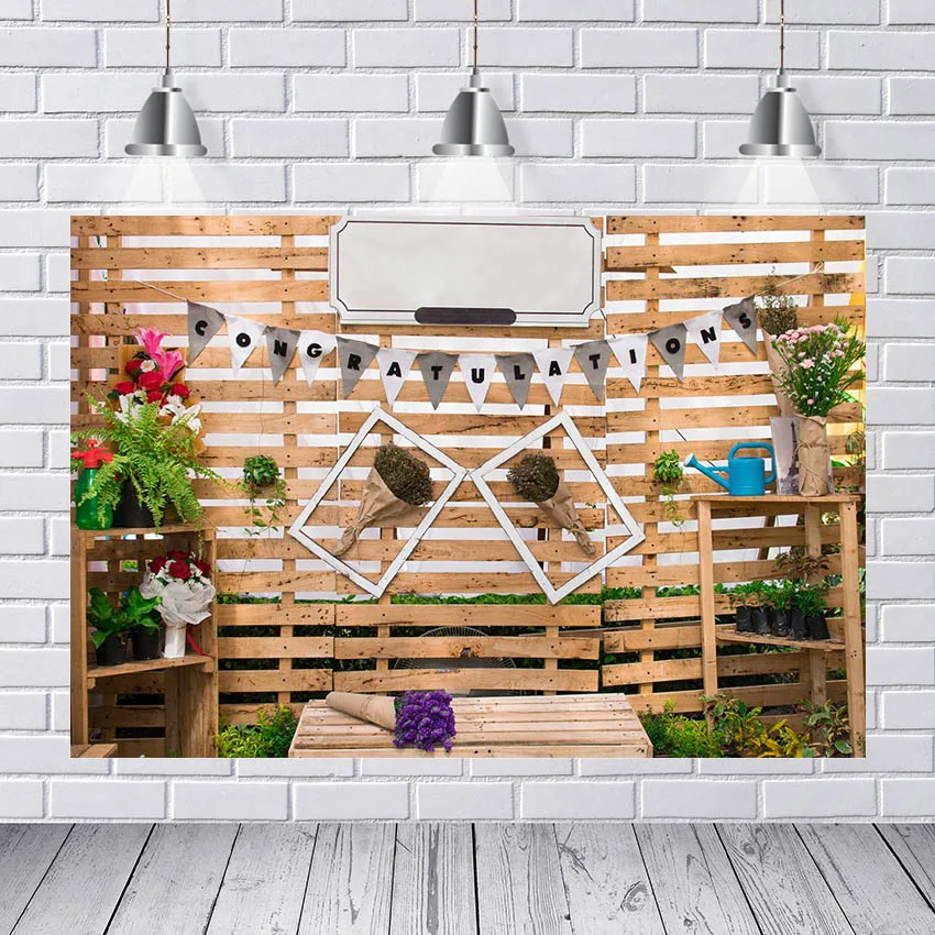 Весенний фон для фотосъемки с коричневыми деревянными цветами маленьких девочек