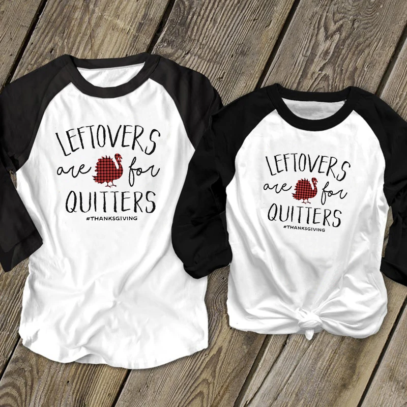 Leftovers for quittors; Семейные комплекты на День Благодарения; осень г.; футболка «Мама и я»; принт индейки для мамы и дочки