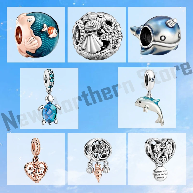 Летний Лидер продаж 925 стерлингового серебра браслеты с подвесками океан