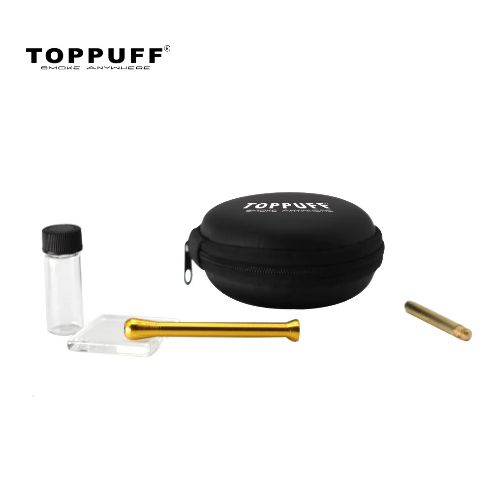 TOPPUFF Snuff Set Snuff Straw Tube Sniffer Brass Snuff Spoon Aluminum Glass Pane Glass Pill Bottle Smoke Pipe