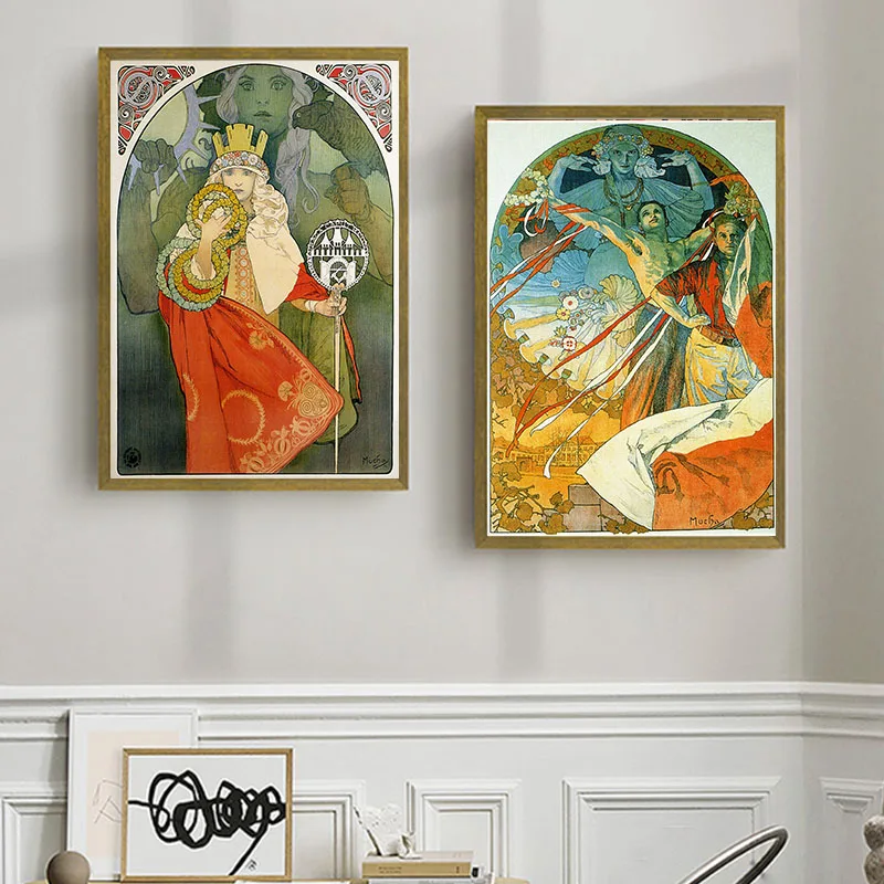 Винтажные постеры из крафт-бумаги с изображением славянской девушки буквенса