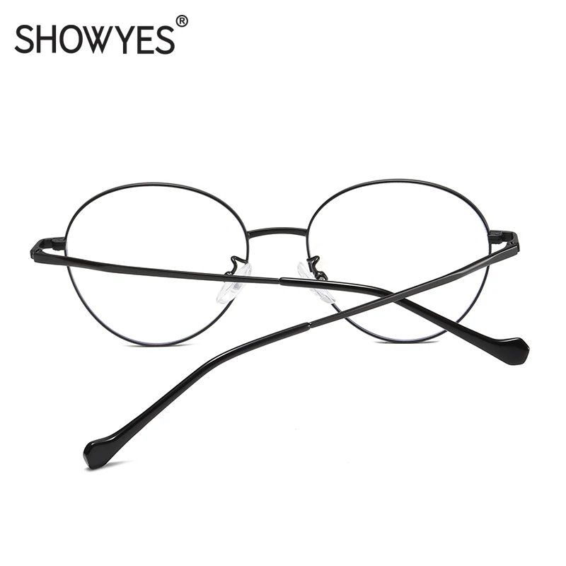 SHOWYES, синий светильник, блокирующие очки, женские, большие размеры, Круглые, серебряные, компьютерные очки, мужские, антибликовые, простые, декоративные, очки 027