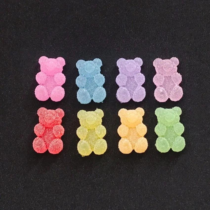 20pcs 17*11mm Multicolor Flatback Epoxy Resin Gummy Bear Candy For Necklace Keychain Pendant DIY Making Accessories jewelry charms resin charms