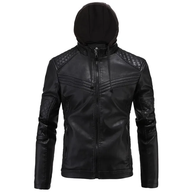 Мужская мотоциклетная куртка из натуральной кожи со съемным капюшоном, зимнее пальто, мужские теплые куртки и пальто из натуральной кожи, мужская куртка Бомбер Байкерская верхняя одежда